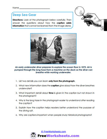 Caption Clues Worksheet