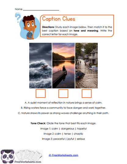 Caption Matching Worksheet