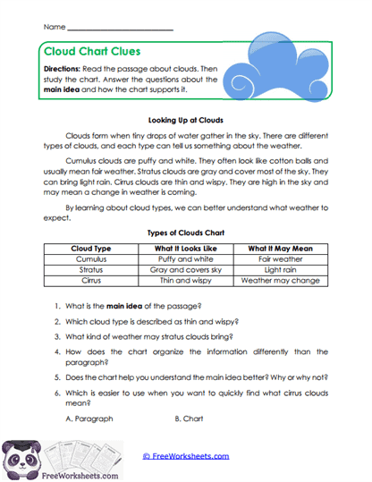 Chart Connections Worksheet