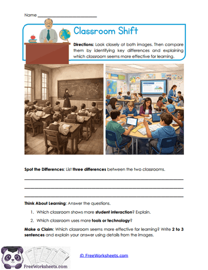 Classroom Comparison Worksheet