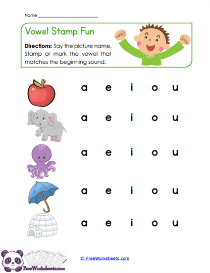 Vowel Stamp Fun Worksheet