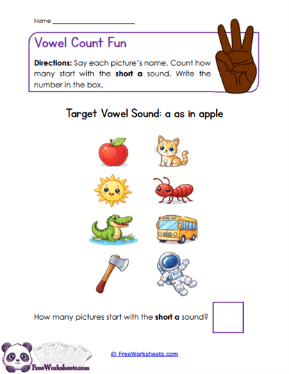 Vowel Count Fun Worksheet