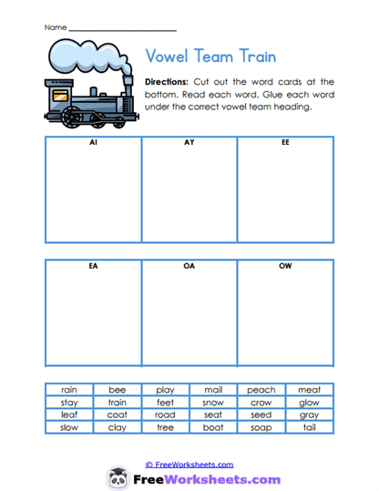 Vowel Team Hunt Worksheet