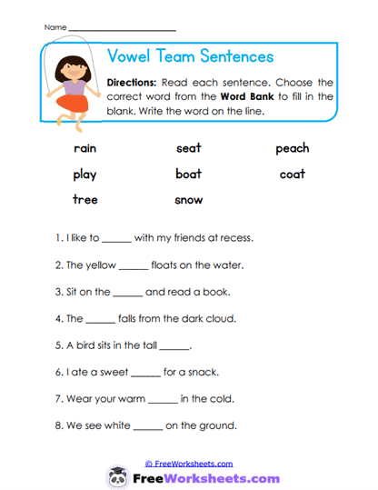 Vowel Team Sort Worksheet