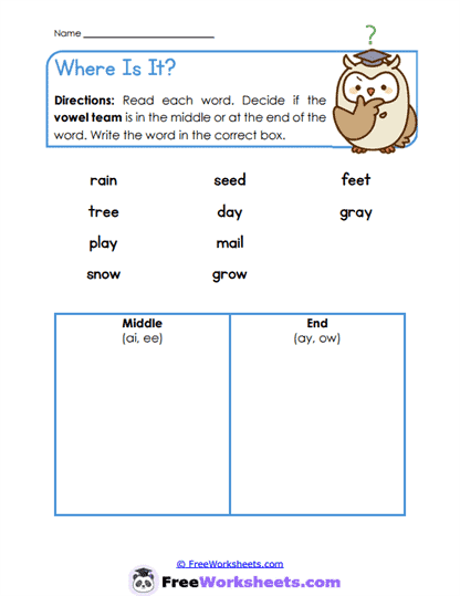 Vowel Team Writing Worksheet