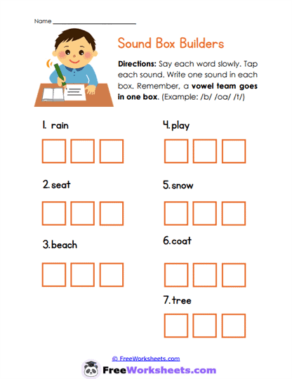Vowel Team Sentences Worksheet
