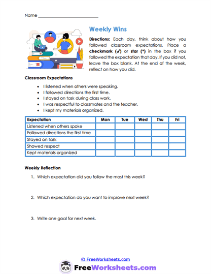 Weekly Wins Worksheet
