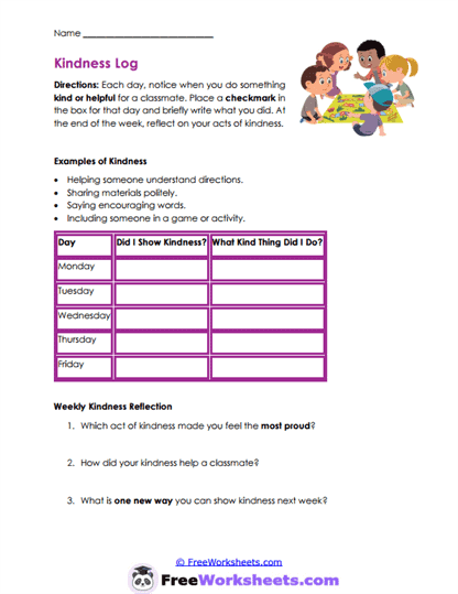 Kindness Week Worksheet