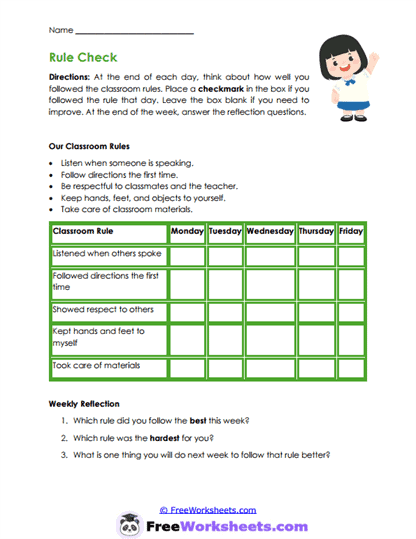 Rule Review Worksheet