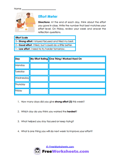 Effort Growth Worksheet