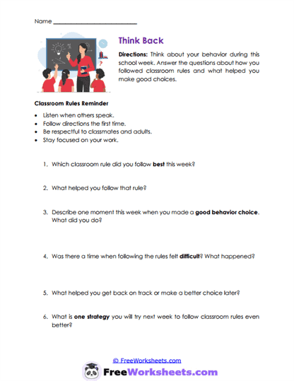 Weekly Reflection Worksheet