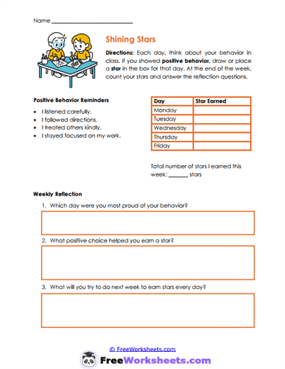 Star Growth Worksheet