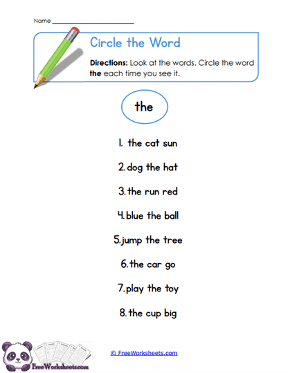 Circle the Word Worksheet
