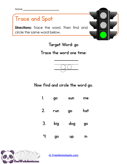 Trace and Spot Worksheet