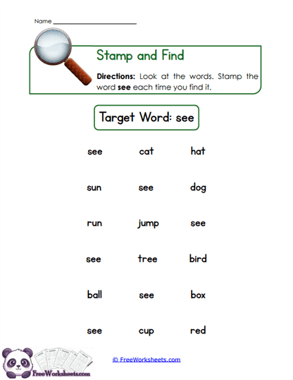 Stamp and Find Worksheet