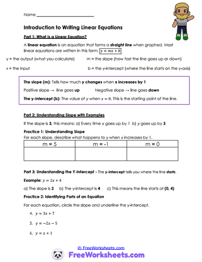 Line Foundations Worksheet