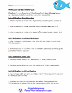 Writing Linear Equations Riddle Mania Math Worksheet Writing Linear Equations Worksheets - FreeWorksheets.Com
