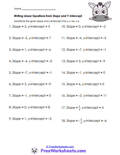 Slope Builders Worksheet