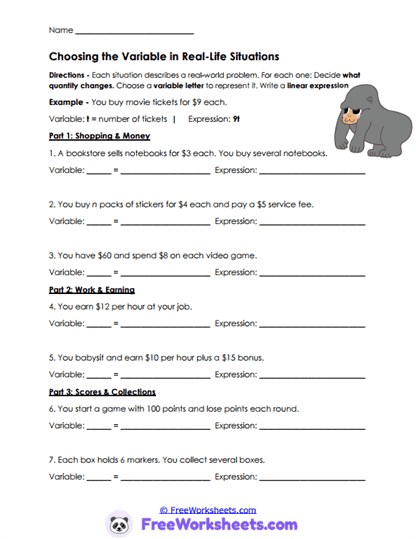 Expression Review Worksheet