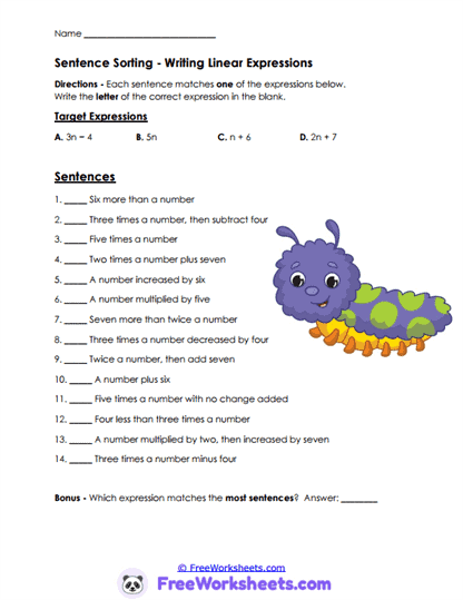 Table Patterns Worksheet