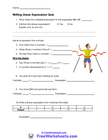 Expression Quiz Worksheet