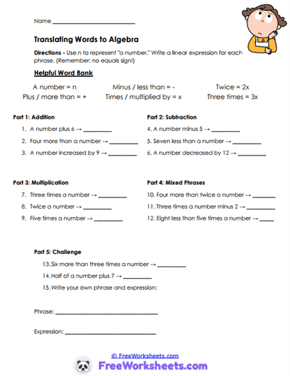Pattern Tables Worksheet