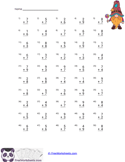 Addition Facts Worksheet