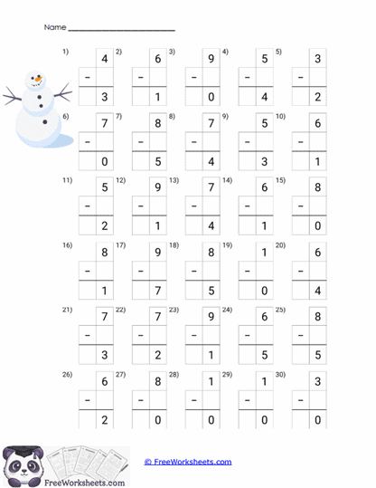 Facts to Zero Worksheet