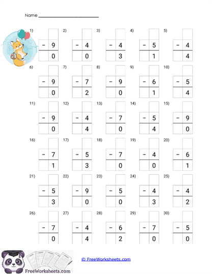 Missing Difference Worksheet